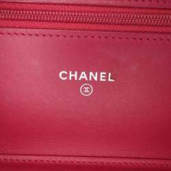 Chanel Red Quilted Patent Brilliant Wallet On Chain