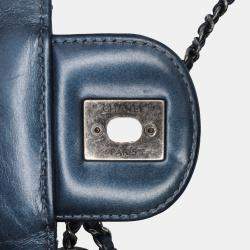 Pre Owned Chanel Blue Quilted Glazed Calfskin Coco Pleats Flap