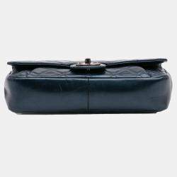 Pre Owned Chanel Blue Quilted Glazed Calfskin Coco Pleats Flap