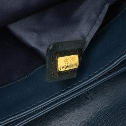 Pre Owned Chanel Blue Quilted Lambskin Accordion Flap