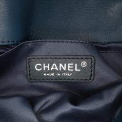 Pre Owned Chanel Blue Quilted Lambskin Accordion Flap