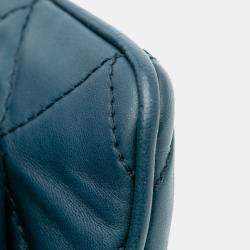 Pre Owned Chanel Blue Quilted Lambskin Accordion Flap