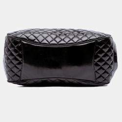Chanel Black Small Quilted Glazed Calfskin Mademoiselle Frame Top Handle Bag