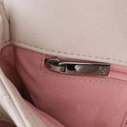 Pre Owned Chanel White Quilted Lambskin and Tweed Elegant Trim Flap