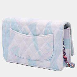 Chanel White CC Quilted Canvas Jungle Jeans Wallet on Chain