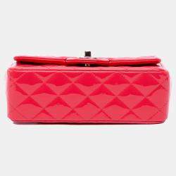 Pre Owned Chanel Red Mini Rectangular Classic Patent Single Flap