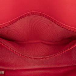 Pre Owned Chanel Red Mini Rectangular Classic Patent Single Flap