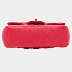 Pre Owned Chanel Red Mini Rectangular Classic Lambskin Single Flap