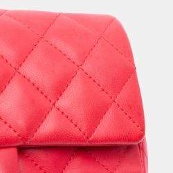 Pre Owned Chanel Red Mini Rectangular Classic Lambskin Single Flap