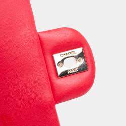 Pre Owned Chanel Red Mini Rectangular Classic Lambskin Single Flap