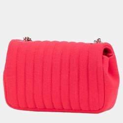Pre Owned Chanel Pink Mini Vertical Quilted Jersey Single Flap