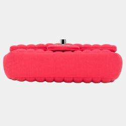 Pre Owned Chanel Pink Mini Vertical Quilted Jersey Single Flap