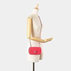 Pre Owned Chanel Pink Mini Vertical Quilted Jersey Single Flap