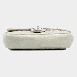 Pre Owned Chanel Grey Medium Quilted Lambskin Coco Rain Flap
