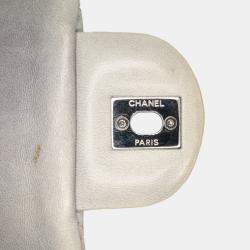 Pre Owned Chanel Grey Medium Quilted Lambskin Coco Rain Flap