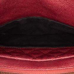 Pre Owned Chanel Red Medium Quilted Caviar Easy Flap