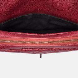 Pre Owned Chanel Red Medium Quilted Caviar Easy Flap