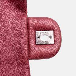 Pre Owned Chanel Red Medium Quilted Caviar Easy Flap
