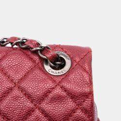 Pre Owned Chanel Red Medium Quilted Caviar Easy Flap