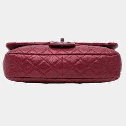 Pre Owned Chanel Red Medium Quilted Caviar Easy Flap