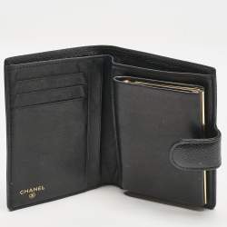 Pre Owned Chanel Black Caviar Leather CC French Wallet