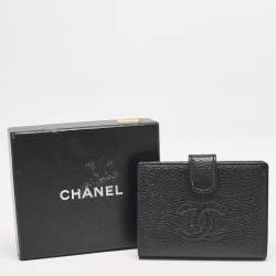 Pre Owned Chanel Black Caviar Leather CC French Wallet