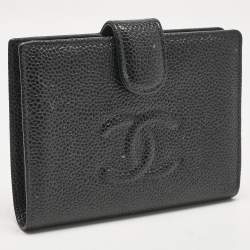 Pre Owned Chanel Black Caviar Leather CC French Wallet