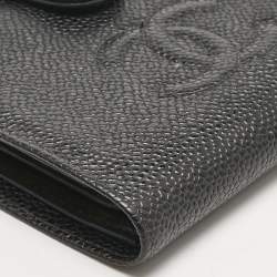 Pre Owned Chanel Black Caviar Leather CC French Wallet