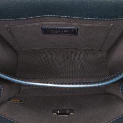 Pre Owned Chanel Blue Quilted Caviar CC Box Mini Flap Bag
