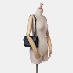 Pre Owned Chanel Blue Quilted Caviar CC Box Mini Flap Bag