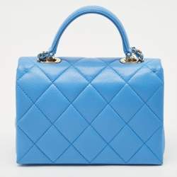 Chanel Blue Quilted Caviar Leather Mini Retro Twist Top Handle Bag
