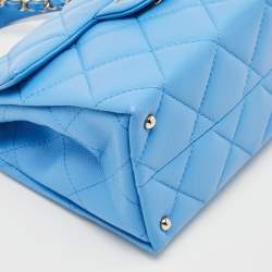 Chanel Blue Quilted Caviar Leather Mini Retro Twist Top Handle Bag