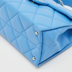 Chanel Blue Quilted Caviar Leather Mini Retro Twist Top Handle Bag