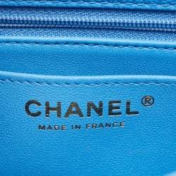Chanel Blue Quilted Caviar Leather Mini Retro Twist Top Handle Bag
