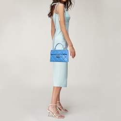 Chanel Blue Quilted Caviar Leather Mini Retro Twist Top Handle Bag