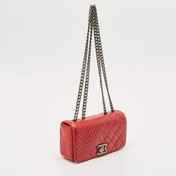 Chanel Red Mixed Quilted Leather Small Coco Boy Flap Bag