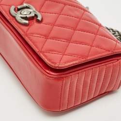 Chanel Red Mixed Quilted Leather Small Coco Boy Flap Bag