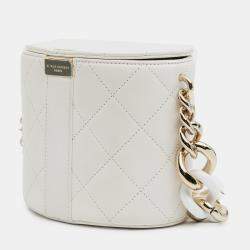 Chanel White Lambskin CC Elegant Chain Vanity Case
