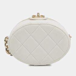 Chanel White Lambskin CC Elegant Chain Vanity Case