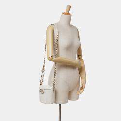 Chanel White Lambskin CC Elegant Chain Vanity Case