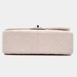 Pre Owned Chanel White Lambskin Jumbo Classic Double Flap