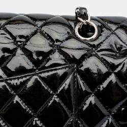 Pre Owned Chanel Black Patent Medium Classic Double Flap