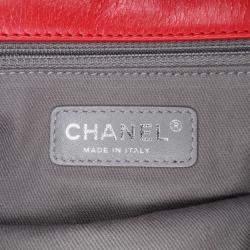 Pre Owned Chanel Red Calfskin Aged CC Chain Frame Flap