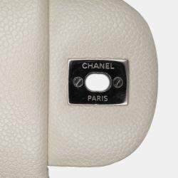 Pre Owned Chanel White Caviar Jumbo Classic Double Flap