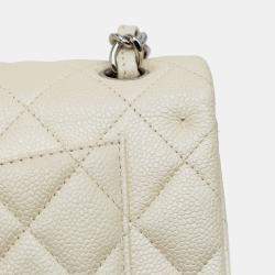 Pre Owned Chanel White Caviar Jumbo Classic Double Flap