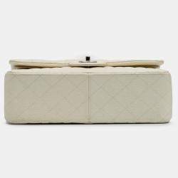Pre Owned Chanel White Caviar Jumbo Classic Double Flap