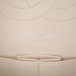 Pre Owned Chanel White Caviar Jumbo Classic Double Flap