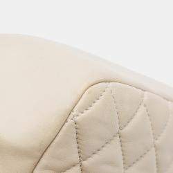 Pre Owned Chanel Beige Lambskin Jumbo Quilted Coco Rain Flap