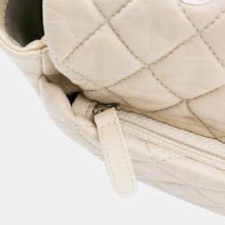 Pre Owned Chanel Beige Lambskin Jumbo Quilted Coco Rain Flap