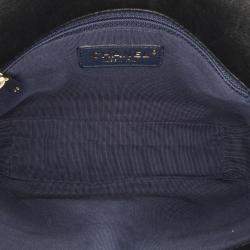 Pre Owned Chanel Navy Blue Quilted Sheepskin Double Chevron Mini Flap Bag